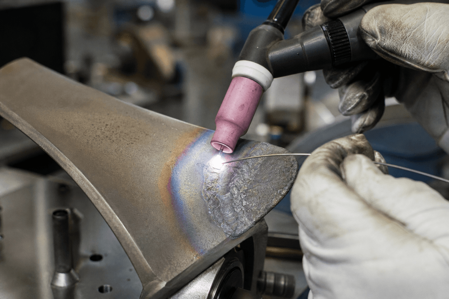 TIG weld repair on a gas-turbine blade tip